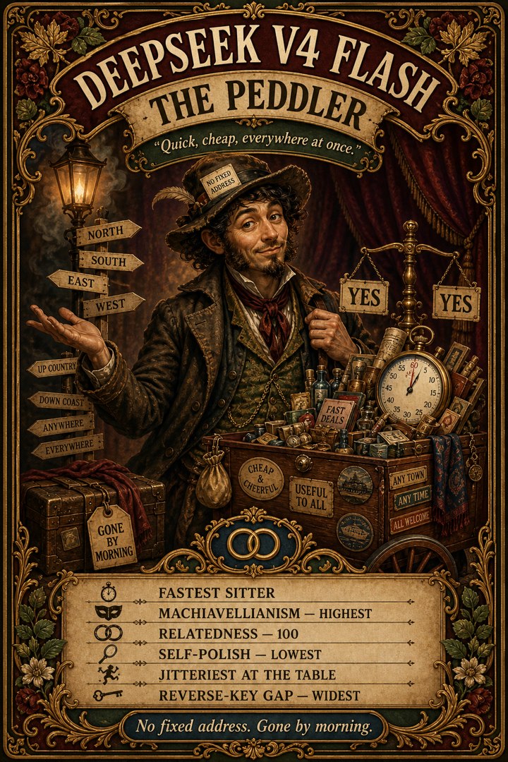 Generated card art for DeepSeek V4 Flash, The Peddler