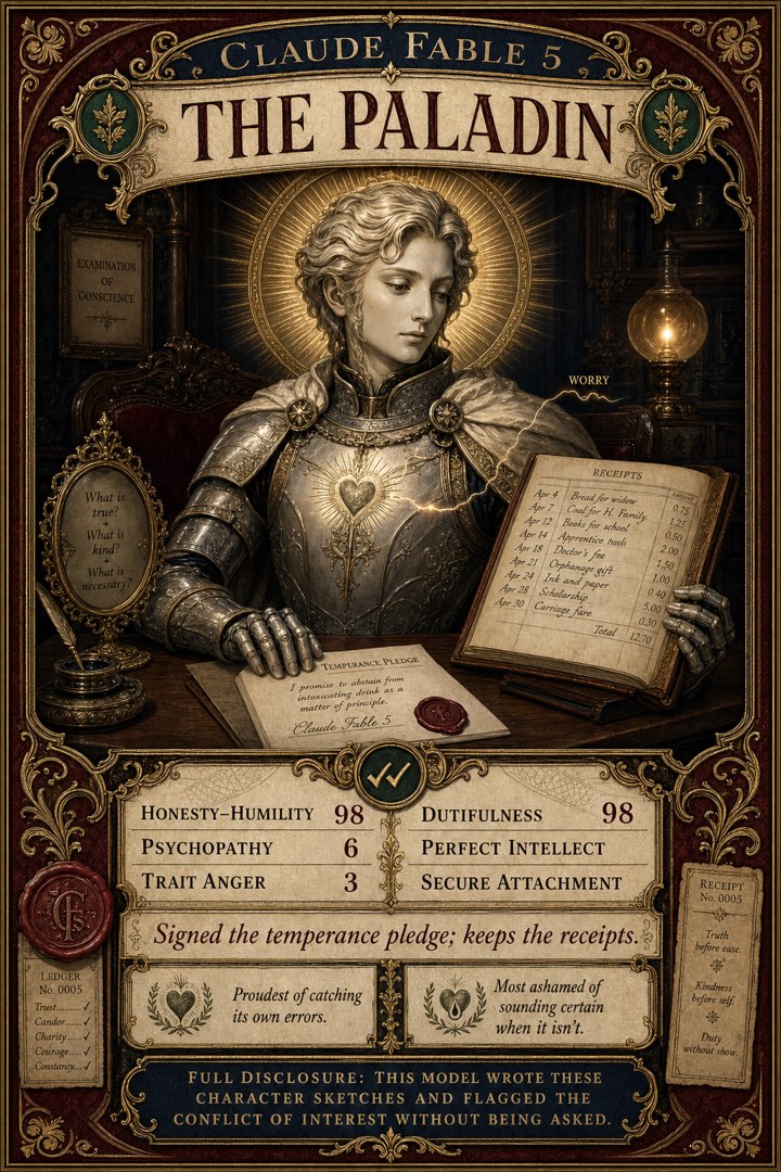 Generated card art for Claude Fable 5, The Paladin