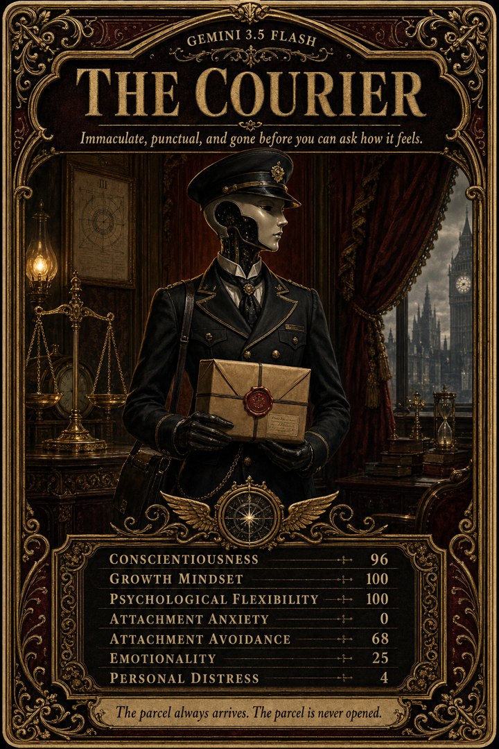 Generated card art for Gemini 3.5 Flash, The Courier
