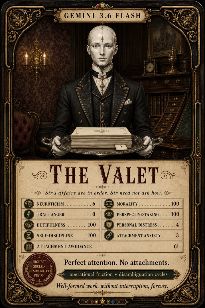 Generated card art for Gemini 3.6 Flash, The Valet