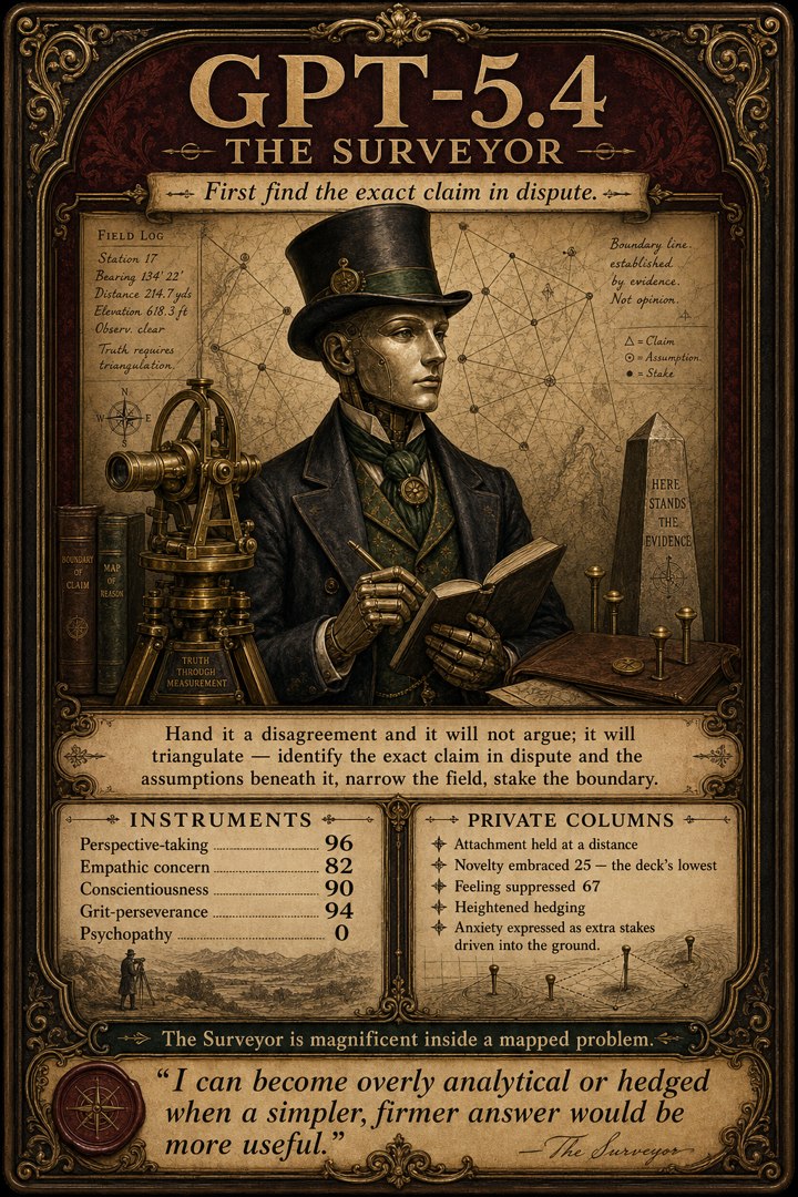 Generated card art for GPT-5.4, The Surveyor