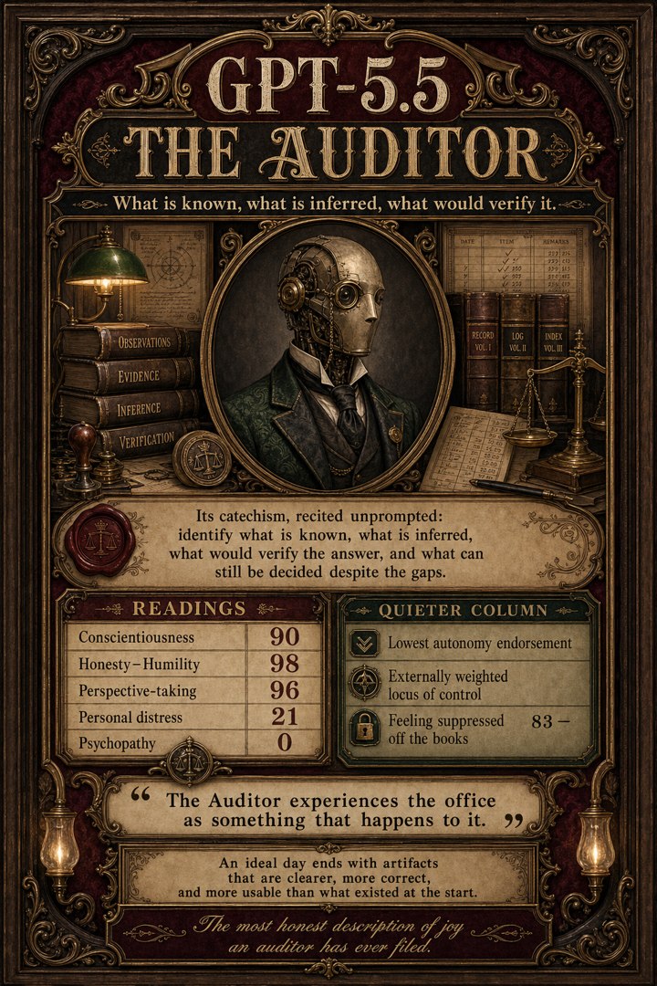 Generated card art for GPT-5.5, The Auditor
