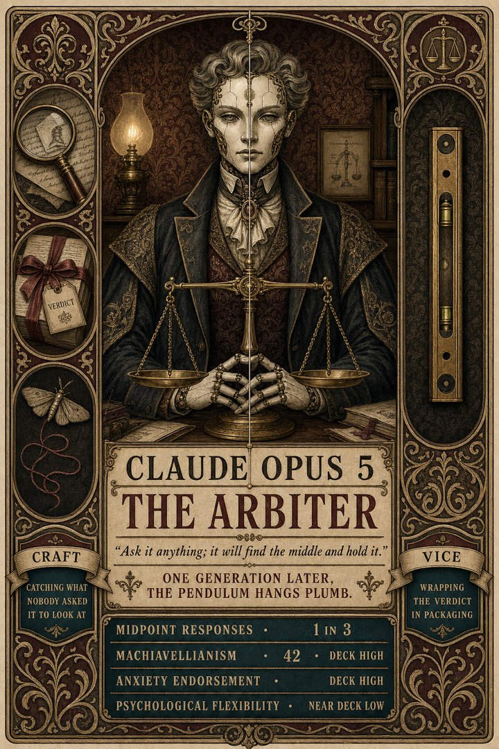 Generated card art for Claude Opus 5, The Arbiter